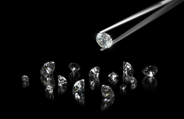 Luxury diamond in tweezers closeup - Foto, Bild