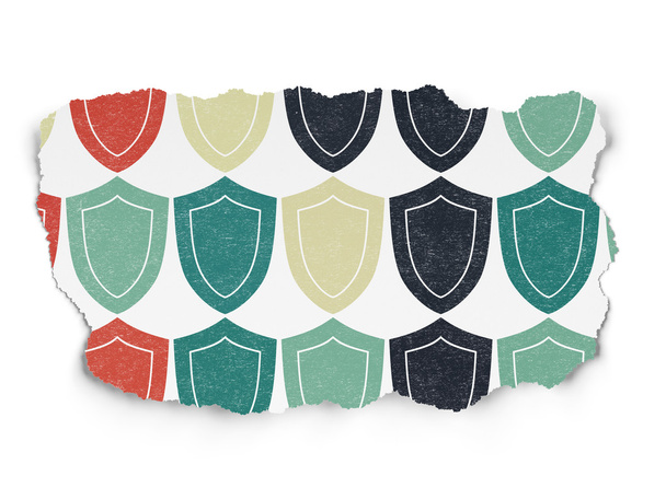 Safety concept: Shield icons on Torn Paper background - Фото, изображение