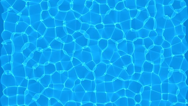 青いプール水コースティクス テクスチャー - 写真・画像