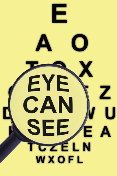 Magnifying glass and eye test - Photo, Image