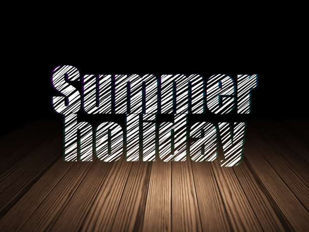 Vacation concept: Summer Holiday in grunge dark room - Фото, изображение
