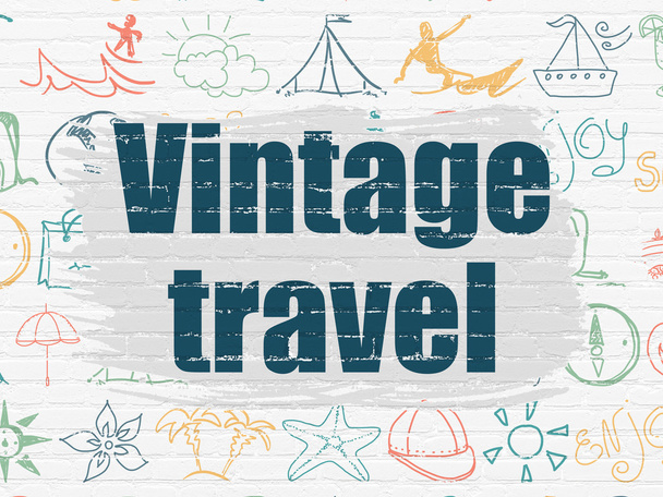 Travel concept: Vintage Travel on wall background - Photo, image