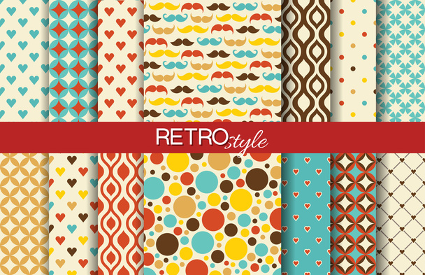 Set of colorful seamless retro vector patterns - Vector, Image