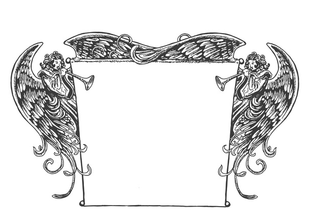 Angel Banner, Estilo Vintage
 - Vector, Imagen