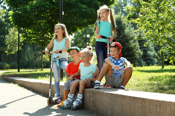 Happy active children in park - Foto, immagini