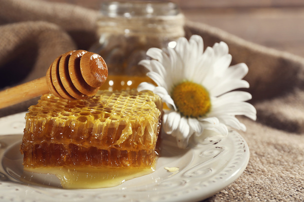 Honey products on fabric background - Zdjęcie, obraz