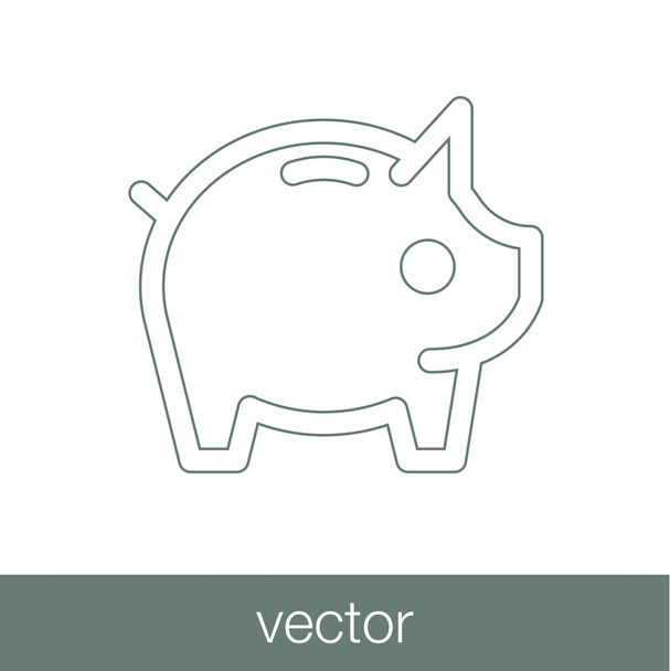 Piggy Bank Savings Icon. Conceito de finanças ícone de design de estilo plano
. - Vetor, Imagem