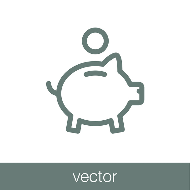 Piggy Bank Savings Icon. Concepto financiero icono de diseño de estilo plano
. - Vector, Imagen