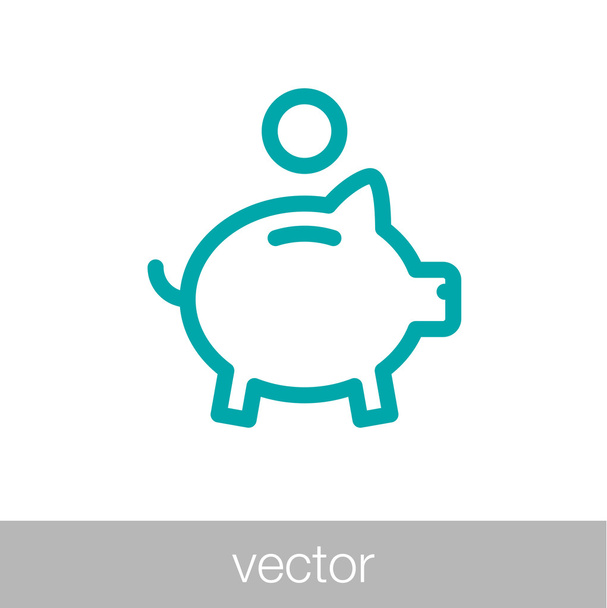 Piggy Bank Savings Icon. Concepto financiero icono de diseño de estilo plano
. - Vector, Imagen