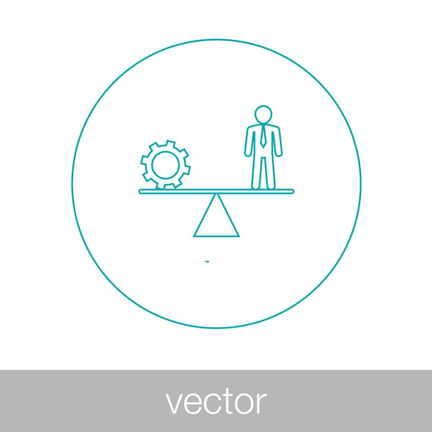business development balance icon. Gear and human balance icon. - Vector, Image