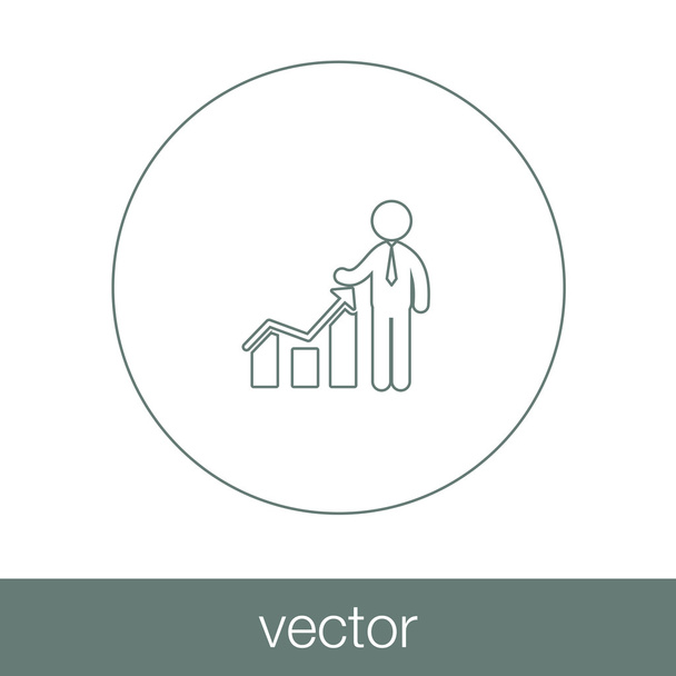 Icono de presentación de análisis. Hombre de negocios analizando datos. Gráfico i
 - Vector, Imagen