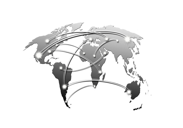vzájemně propojený svět mapa obchodní a cestovní koncept - Fotografie, Obrázek