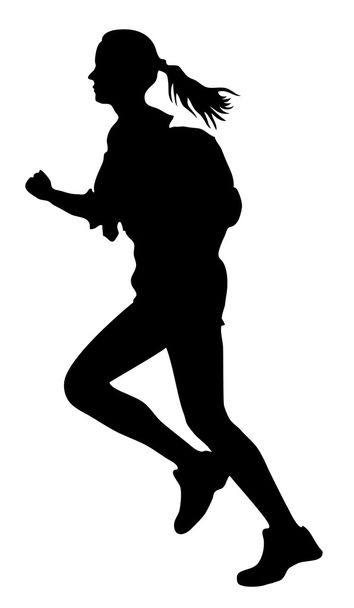 Running  woman silhouette - Vector, Image