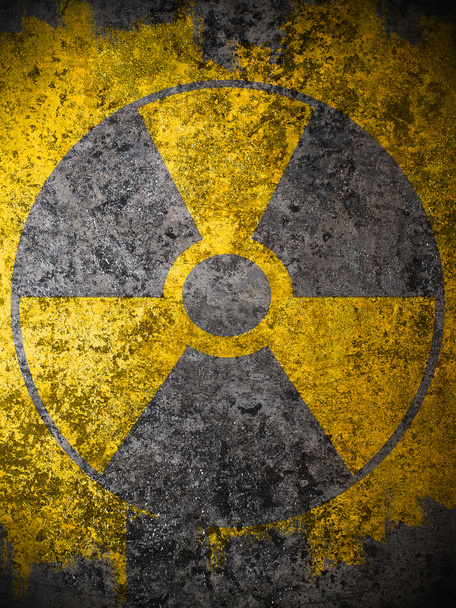 piszkos sárga nukleáris figyelmeztető jel - Fotó, kép