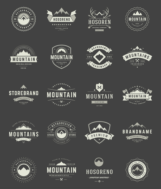Set Mountains Logos, Badges and Labels - Vector, Imagen