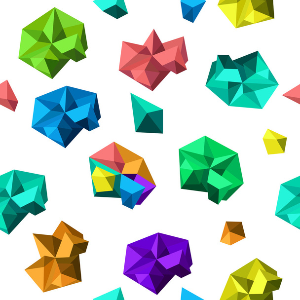 Cartoon seamless pattern, vector endless background with polygonal shapes - Vetor, Imagem