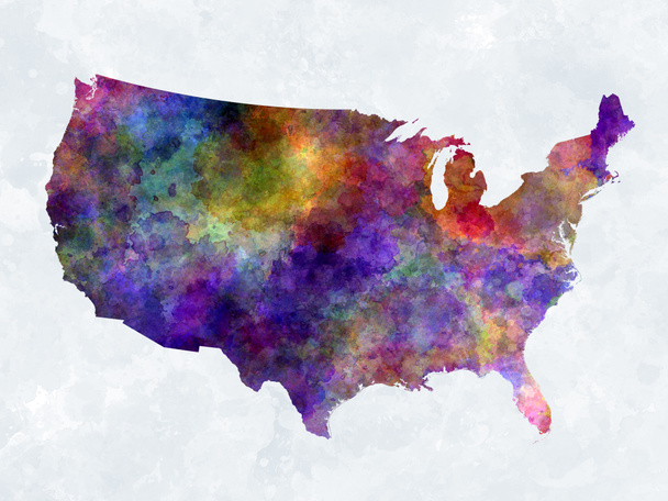 United States map in watercolor - Foto, afbeelding