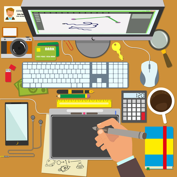 creative office workspace - Vector, Image