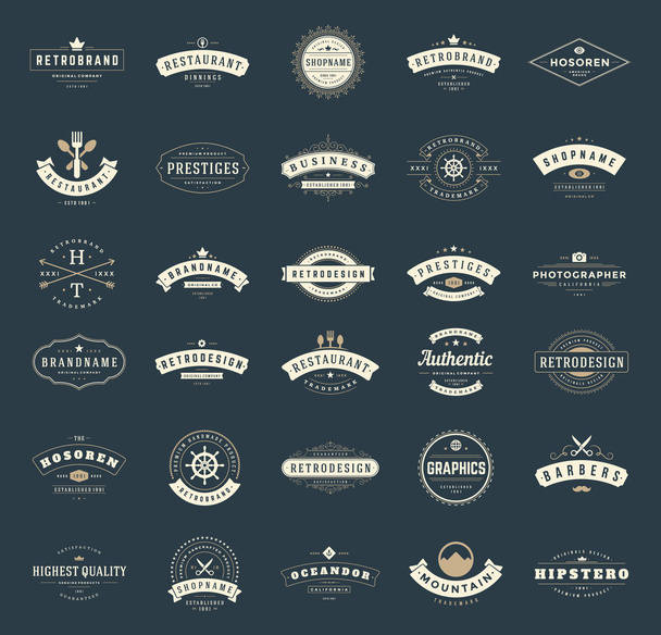 Retro Vintage Logotypes or insignias set - Vector, Image