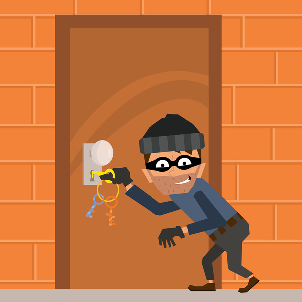 thief tries to break down the door. - Vector, Image
