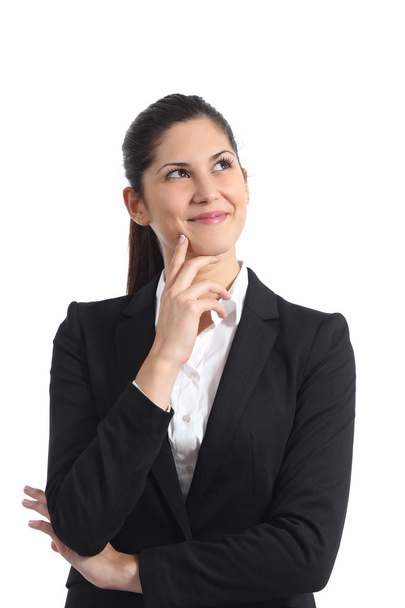 Businesswoman thinking and looking sideways isolated - Foto, imagen