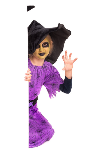 Jovem bruxa menina no Halloween cos
 - Foto, Imagem