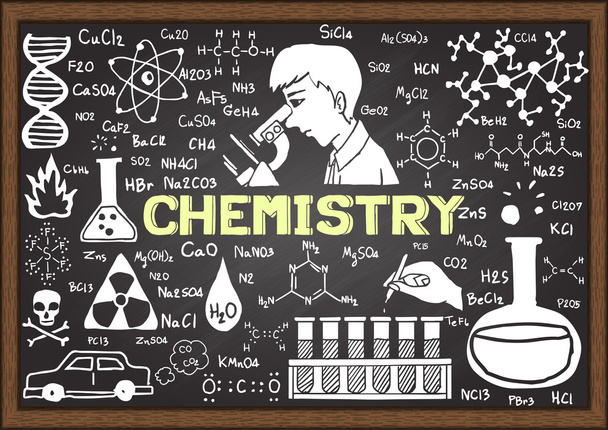 Chemistry hand drawn on chalkboard. - Vector, Image