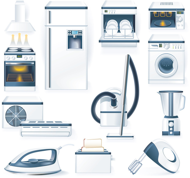 Vector detailed household appliances icons - Vector, Image