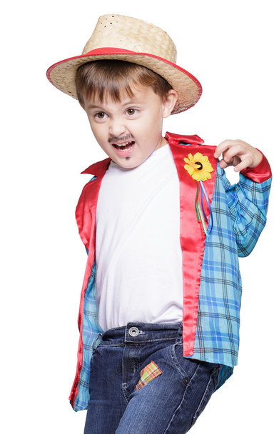 niño con sombrero de paja posando
 - Foto, Imagen