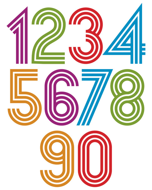 cartoon striped numbers - Vector, Image