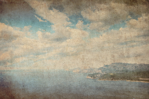 tengeri tájkép retro grunge, háttér - Fotó, kép