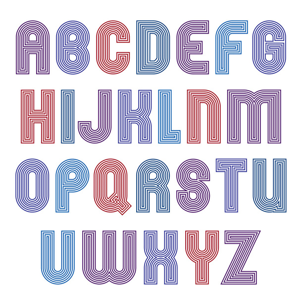 Stripy bright geometric letters - Wektor, obraz