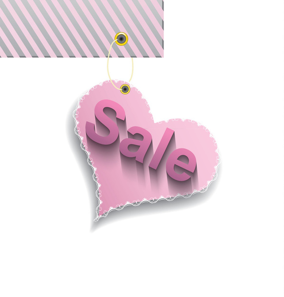 pink heart with sale banner - Vecteur, image