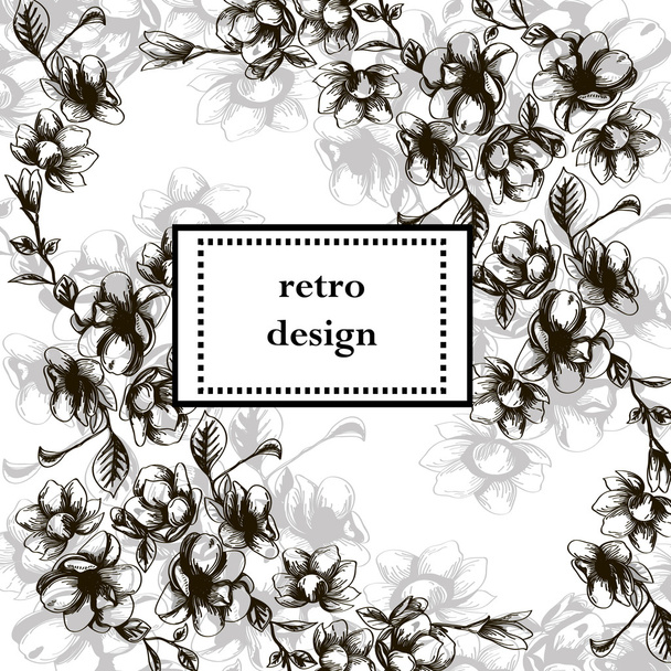 Floral card design in retro style - Vektor, Bild