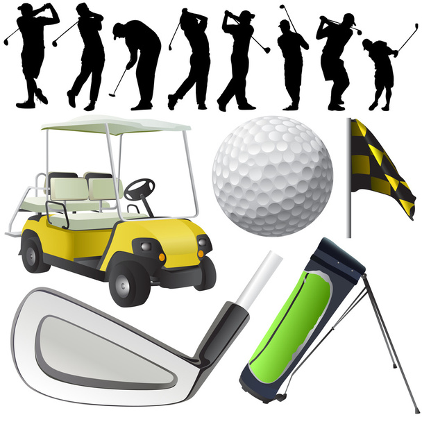 Set of golf - Vettoriali, immagini