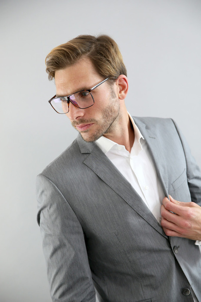 Businessman with eyeglasses on standing - Foto, Imagem