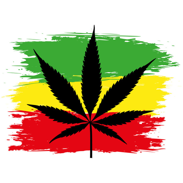 blad van cannabis (marihuana) en de vlag van Ethiopië geïsoleerd op wh - Vector, afbeelding