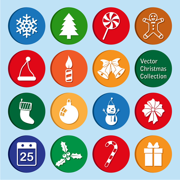 vector collection of christmas and new year icons - Vector, Image