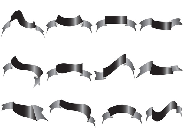 Black ribbons on white background - Vector, afbeelding