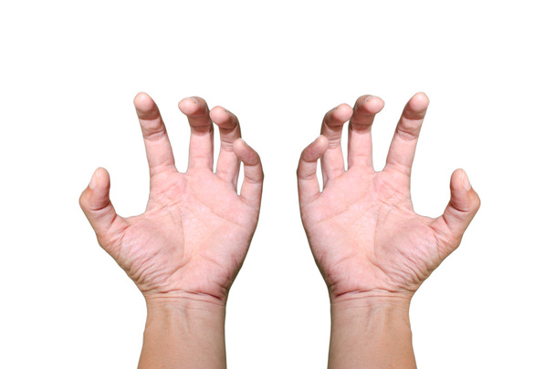 Руки ослабляют что-то на белом фоне и изолированные whi
 - Фото, изображение