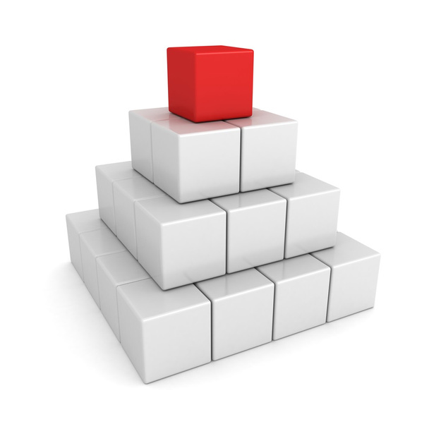 Leadership concept with white cubes pyramid red leader - Foto, afbeelding