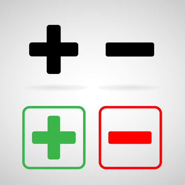 Plus, minus sign icons set great for any use. Vector EPS10. - Vector, Image