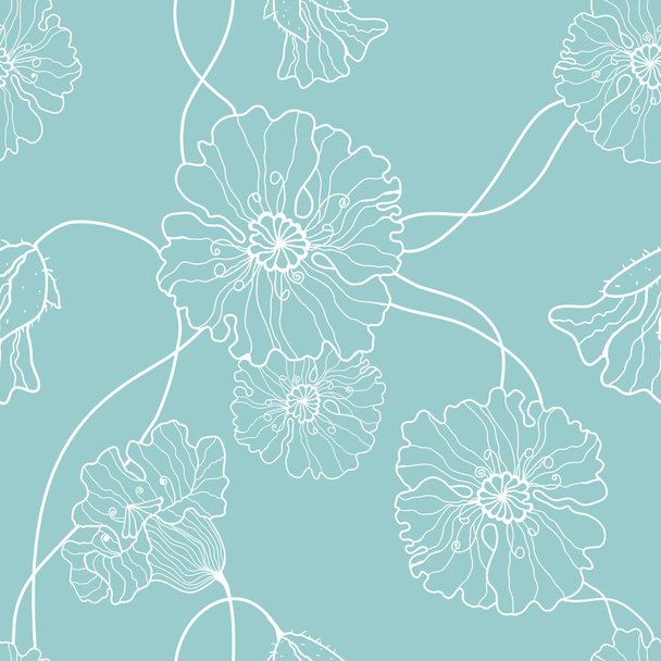 Απρόσκοπτη μοτίβο με άνθη παπαρούνας - Διάνυσμα, εικόνα