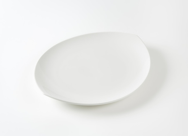 Flat oval white porcelain plate - 写真・画像