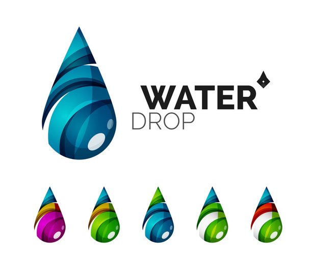 Набор абстрактных эко-икон воды, зеленые концепции логотипа бизнеса, чистый современный геометрический дизайн
 - Вектор,изображение