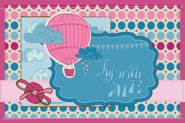 Sammelalbum Einladungskarte - Party, Luftballons und Fallschirm - Vektor, Bild