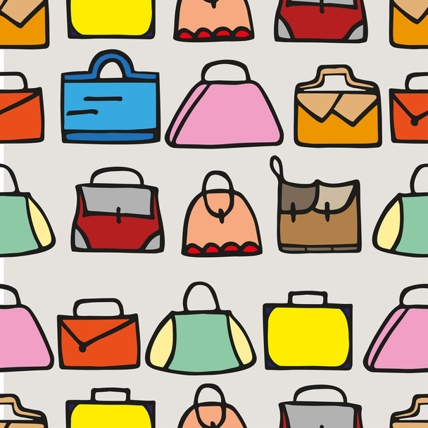 Color hand drawn bags vector seamless pattern - Vector, Image