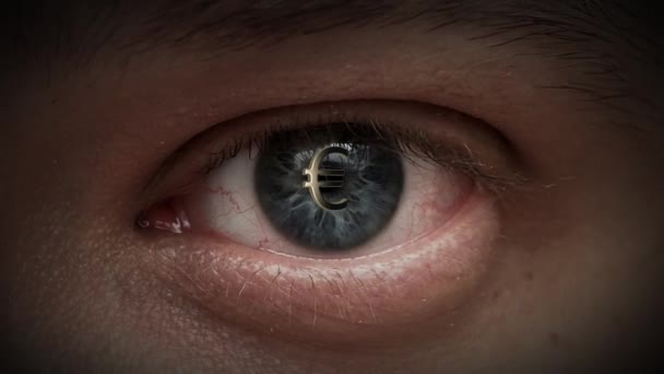 Animation of a man with euro symbol in his eye - Footage, Video
