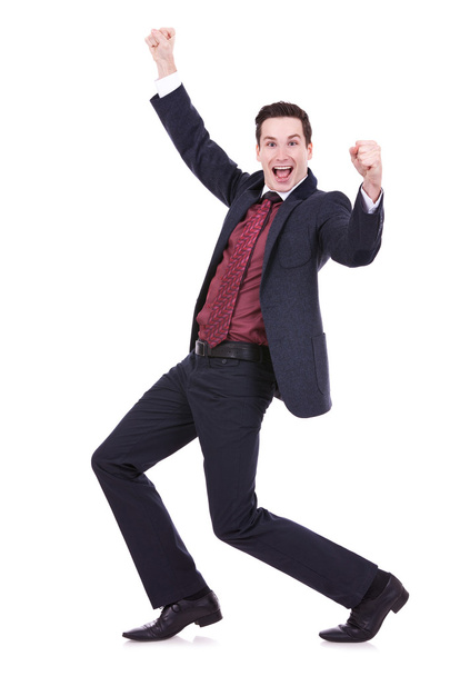 Happy successful gesturing business man - Фото, изображение
