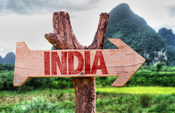 Índia sinal de madeira
 - Foto, Imagem